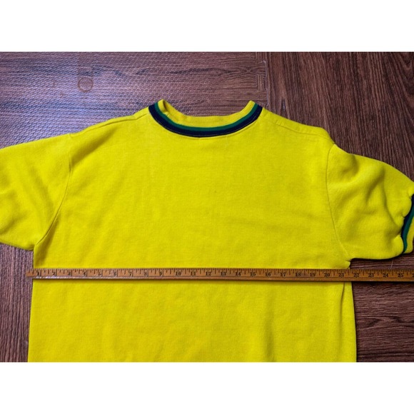 Vtg 60s Creslan Casual yellow green Blue Shirt Short Sleeve Ringer Sweater READ - Picture 8 of 8